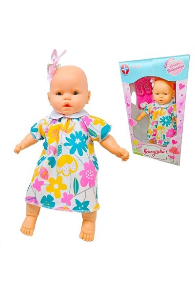 BONECA NENEZINHO VESTIDO FLORAL ESTAMPADO